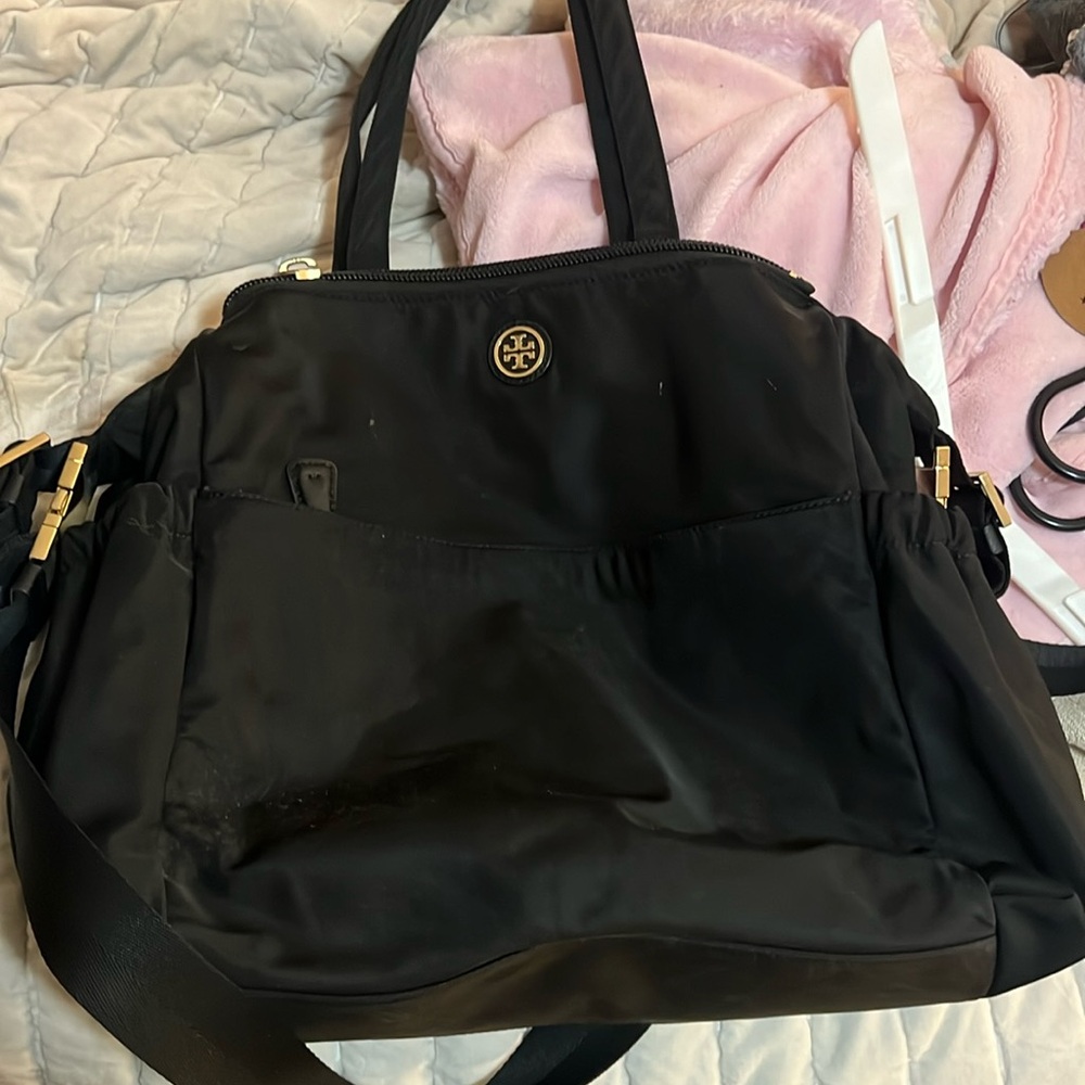 Tory Burch diaper bag black wipeable material